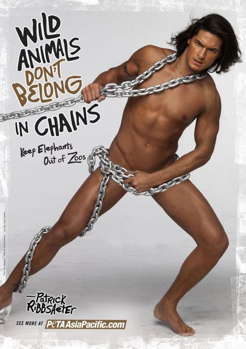 naked man in chains