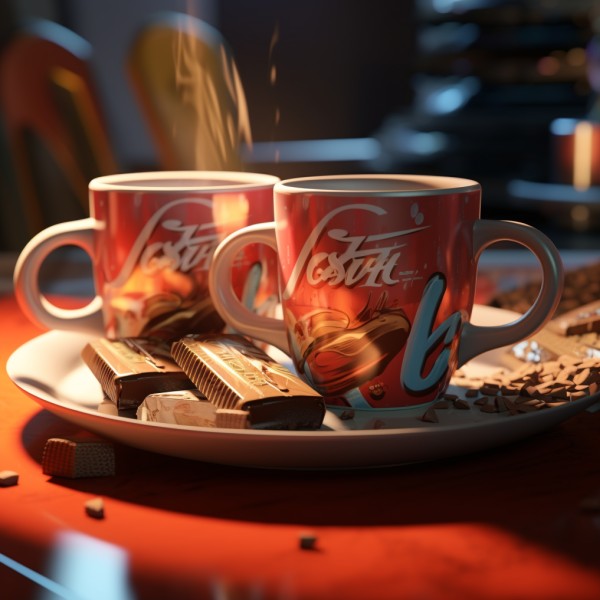 Chocolate_Almond_Coffee_Mugs - Humor As Life's Essence Chocolate Almond coffee mugs in elegant setting