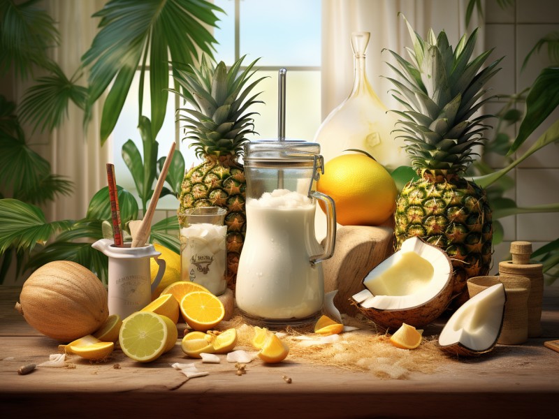 ingredients for preparing a pina colada at home